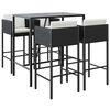 vidaXL 5-tlg. Gartenbar-Set mit Kissen Schwarz Poly Rattan