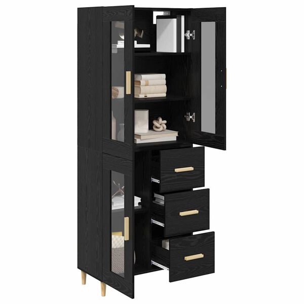 vidaXL Highboard Schwarz Eichen-Optik 69,5 x 34 x 180 cm Holzwerkstoff