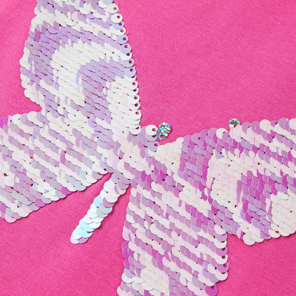 Kinder-T-Shirt mit Fl&uuml;gel&auml;rmeln Dunkelrosa 140