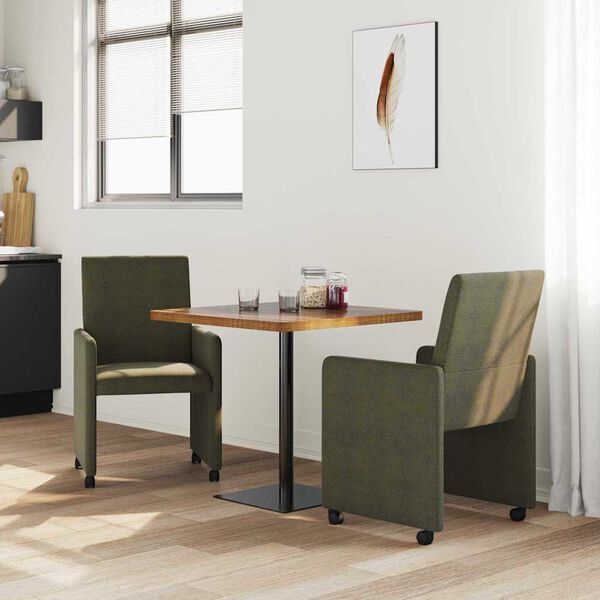 vidaXL Esszimmerst&uuml;hle mit Rollen 2 pcs Armeegr&uuml;n 57 x 66 x 94 cm