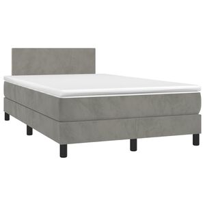 vidaXL Boxspringbett mit Matratze Hellgrau 120x190 cm Samt