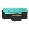 vidaXL Gartensofa-set 5 pcs Schwarz und T&uuml;rkis Poly-Rattan