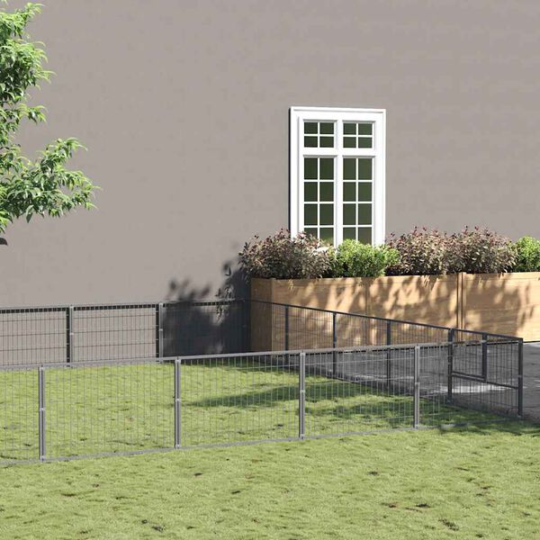 vidaXL Hundezwinger Silbern 40 m&sup2; Stahl