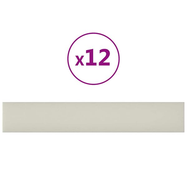 vidaXL Wandpaneele 12 Stk. Creme 90x15 cm Samt 1,62 m&sup2;