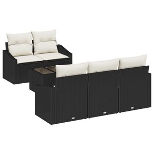 vidaXL Sofa Set mit Kissen 6 pcs Schwarz und Creme Poly-Rattan