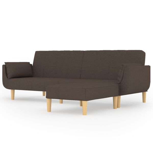 vidaXL Schlafsofa 2-Sitzer mit Hocker & Zwei Kissen Taupe Stoff