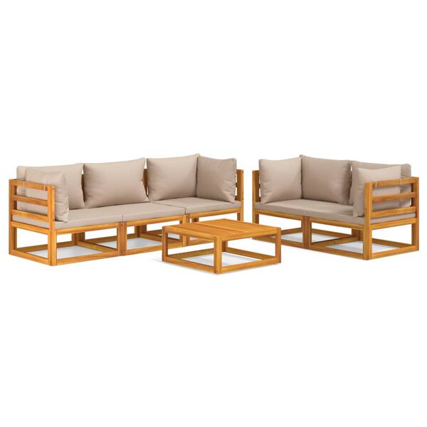 vidaXL 6-tlg. Garten-Lounge-Set mit Taupe Kissen Massivholz
