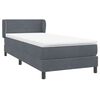 vidaXL Boxspringbett mit Matratze Dunkelgrau 90x220 cm Samt