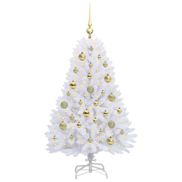 vidaXL K&uuml;nstlicher klappbarer Weihnachtsbaum Wei&szlig; 120 cm PVC und Stahl
