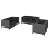vidaXL 6-tlg. Garten-Lounge-Set mit Kissen Poly Rattan Dunkelgrau