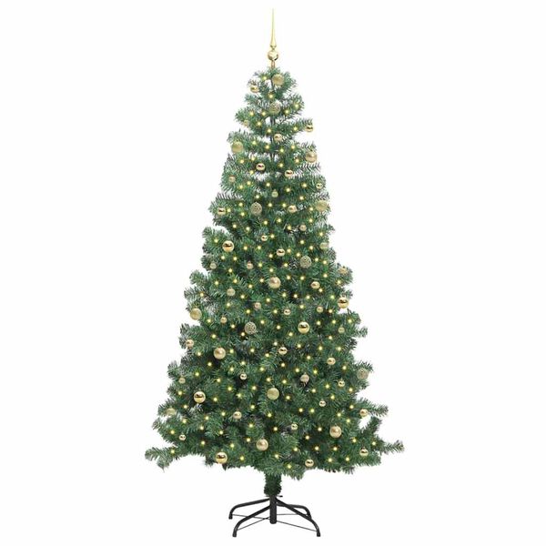 vidaXL Weihnachtsbaum mit 300 LEDs mit St&auml;nder Gr&uuml;n 240 cm PVC