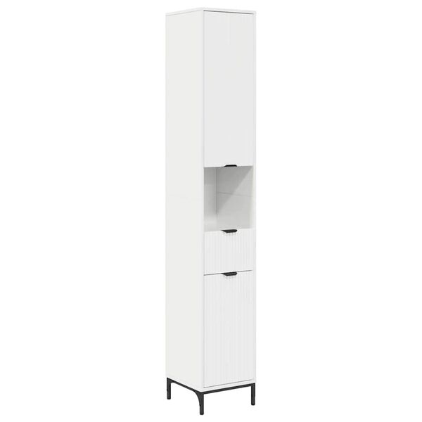 vidaXL Badezimmerschrank mit T&uuml;r Hochglanz Wei&szlig; 31,5 x 33 x 190 cm
