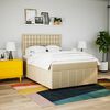 vidaXL Boxspringbett mit Matratze Creme 140x200 cm Stoff