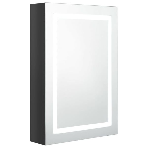 vidaXL LED-Spiegelschrank fürs Bad Glänzend Schwarz 50x13x70 cm