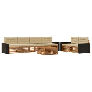 vidaXL Outdoor-Sofagarnitur 7 stk. Natur und Beige Polyester