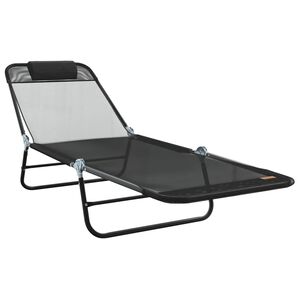 vidaXL Klappbare Sonnenliege Schwarz 182 x 55 x 85,5 cm Textilene