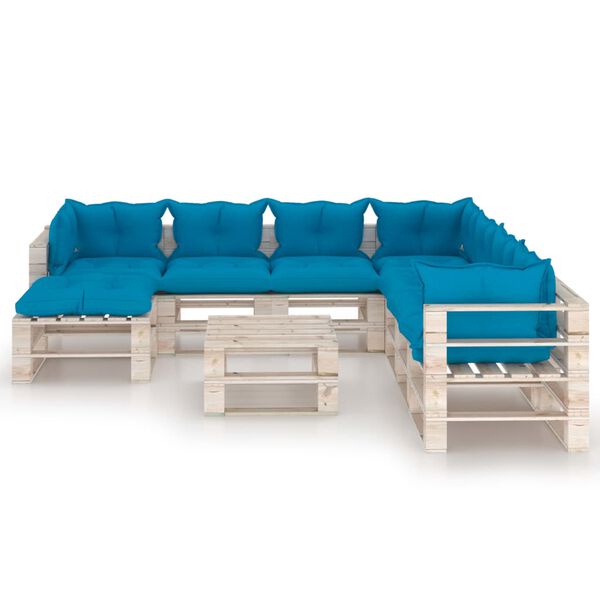 vidaXL 9-tlg. Garten-Lounge-Set aus Paletten mit Kissen Kiefernholz