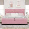 vidaXL LED Boxspringbett mit Matratze Rosa 200 x 200 cm Samt