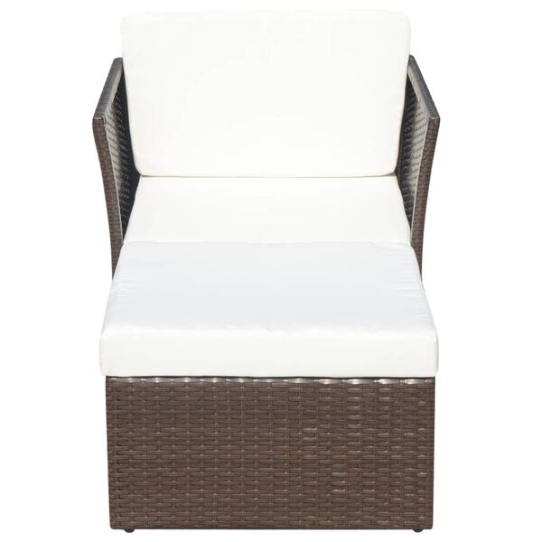 vidaXL Gartensessel mit Fußhocker Poly Rattan Braun