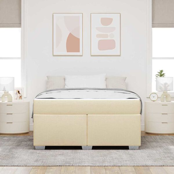 vidaXL Bettrahmen mit Matratze Creme 140 x 200 cm Stoff