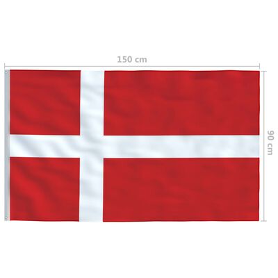 vidaXL Flagge Dänemarks und Mast Aluminium 6 m