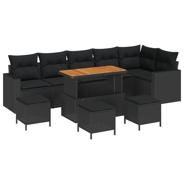 vidaXL Gartensofa-set 10 pcs Schwarz Poly-Rattan