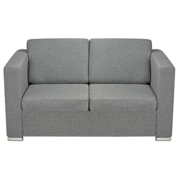 vidaXL Sofa 2-Sitzer Stoff Hellgrau