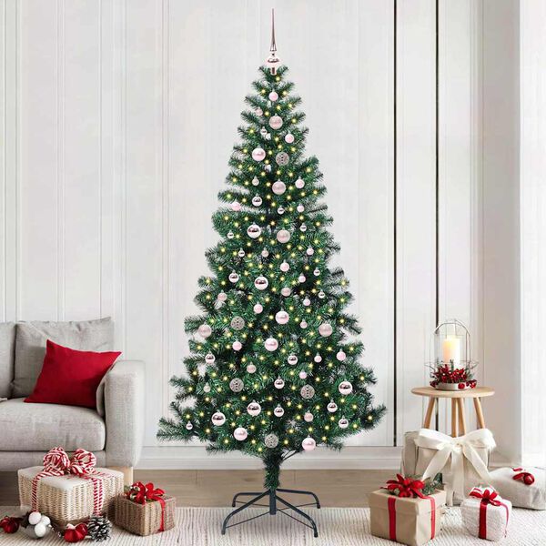 vidaXL K&uuml;nstlicher vorbeleuchteter Weihnachtsbaum Gr&uuml;n 240 cm