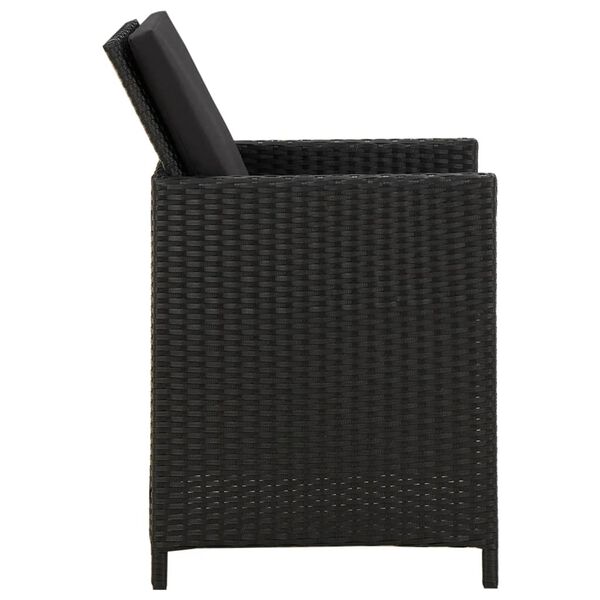 vidaXL Gartenstühle mit Kissen 2 Stk. Poly Rattan Schwarz