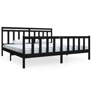 vidaXL Massivholzbett Schwarz 200x200 cm