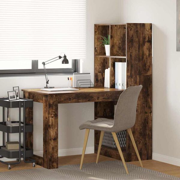 vidaXL Schreibtisch Geräucherte Eiche 122 x 67 x 145 cm Holzwerkstoff