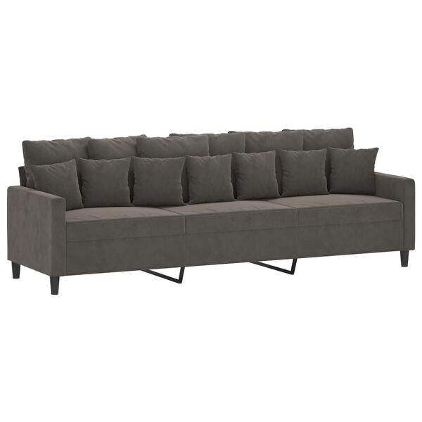 vidaXL 3-Sitzer-Sofa Dunkelgrau 210 cm Samt