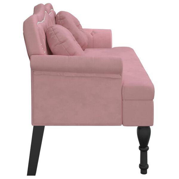 vidaXL Sitzbank mit Kissen Rosa 120,5x65x75 cm Samt