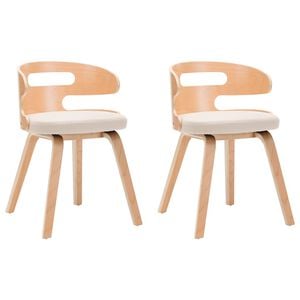 vidaXL Esszimmerst&uuml;hle 2 Stk. Creme Bugholz und Kunstleder