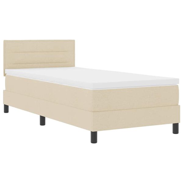 vidaXL Boxspringbett mit Matratze mit LED Creme 100 x 200 cm Stoff