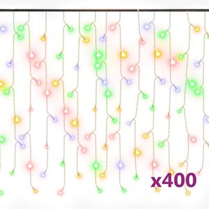 vidaXL Lichtervorhang LED Eiszapfen 10 m 400 LED Bunt 8 Funktionen