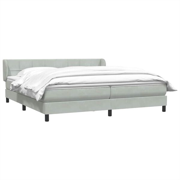 vidaXL Boxspringbett mit Matratzen Hellgrau 180x210 cm Samt