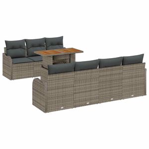 vidaXL Garten-Sofa-Set mit Speicher 8 pcs Grau Poly Rattan