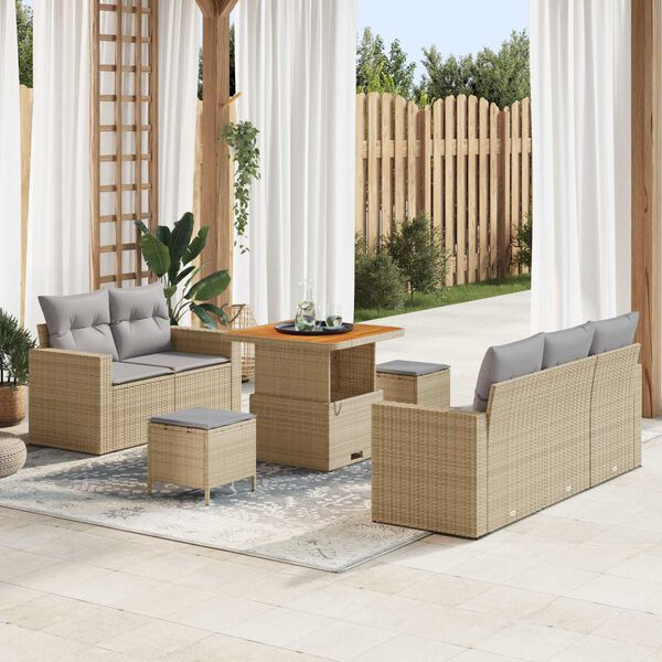 vidaXL Garten-Sofa-Set 8 pcs Beige Poly-Rattan