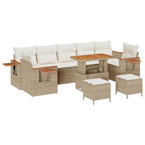vidaXL Gartensofa-set mit Kissen 10 pcs Beige und Creme