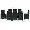 vidaXL Garten Essgruppe mit Kissen 9 pcs Schwarz Poly-Rattan