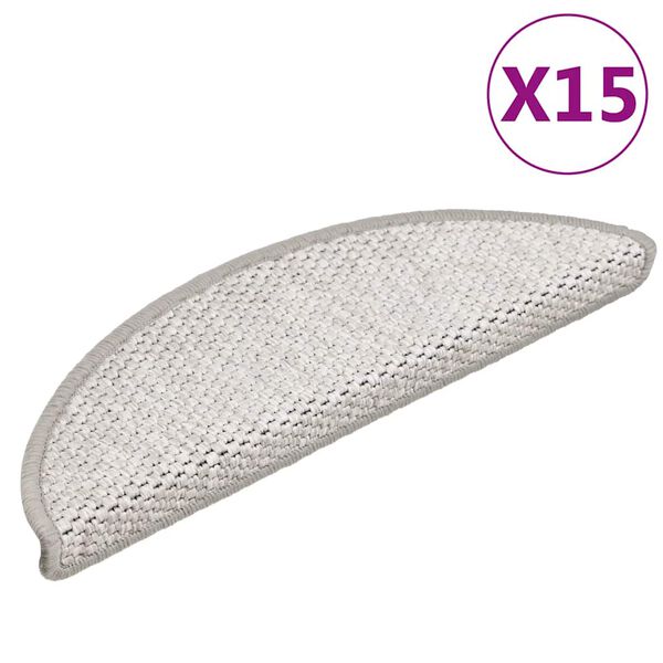 vidaXL Treppenmatten Selbstklebend Sisal-Look 15 Stk. 56x17x3 Platina