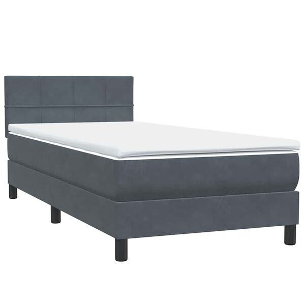 vidaXL Boxspringbett mit Matratze Dunkelgrau 90x220 cm Samt