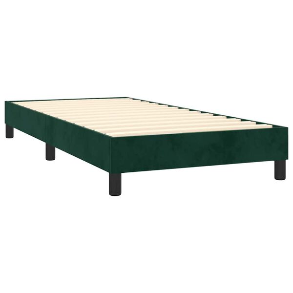 vidaXL Boxspringbett mit Matratze Dunkelgr&uuml;n 90x190 cm Samt