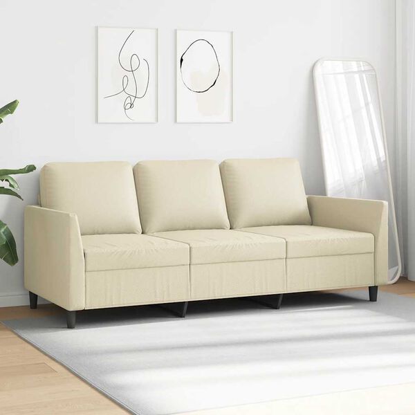 vidaXL 3-Sitzer-Sofa Creme 180 cm Kunstleder