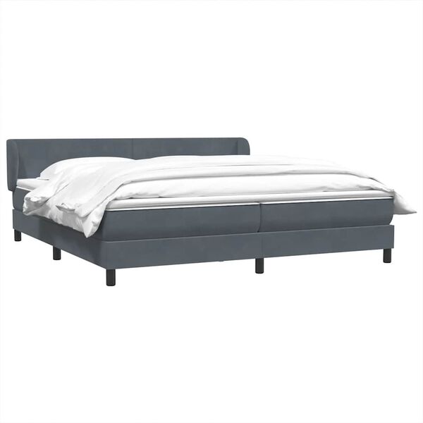 vidaXL Boxspringbett mit Matratzen Dunkelgrau 180x210 cm Samt