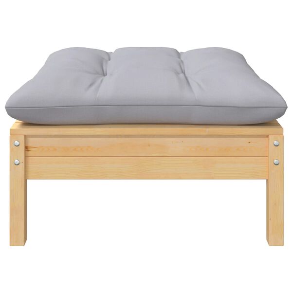 vidaXL Gartensofa 2-Sitzer mit Kissen in Grau Massivholz Kiefer