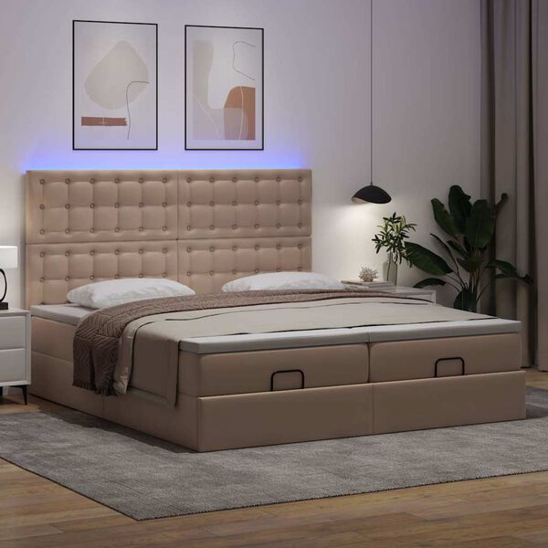 vidaXL Ottoman-Bett mit Matratzen & LEDs Cappuccino-Braun 160x200cm