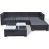 vidaXL 5-tlg. Garten-Lounge-Set mit Auflagen Poly Rattan Schwarz