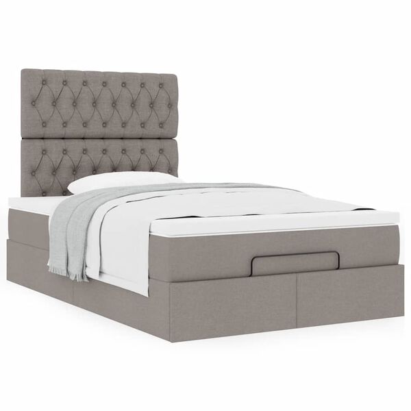 vidaXL Ottoman-Bett mit Matratze Taupe 120x190 cm Stoff